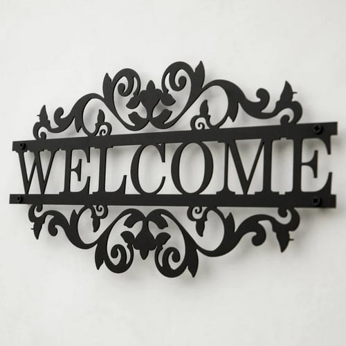 ديكور حائط معدن وحديد - WELCOME- عرض 49 ارتفاع 17...