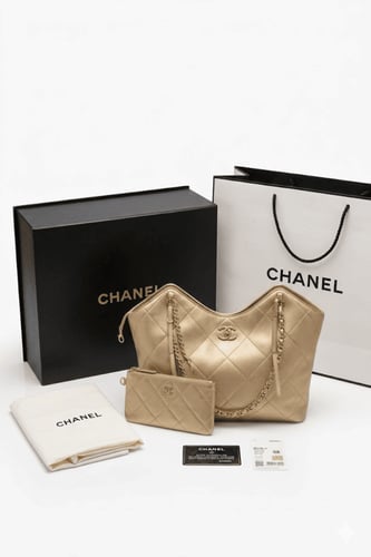 شنطة شانيل هوبو مبطنة مع محفظة صغيرة - إصدار راقي...
