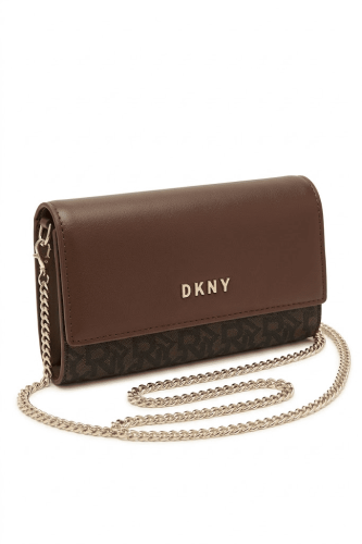 حقيبة كروس بودي دكني (DKNY) مونوغرام بنية