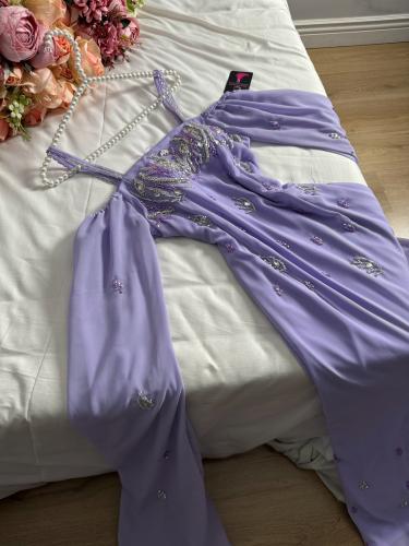 فستان خامه شيفون راقي مبطن