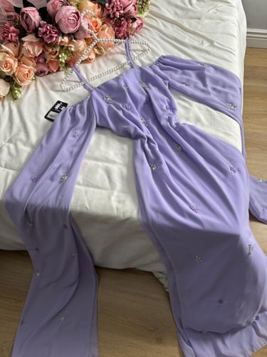 فستان خامه شيفون راقي مبطن