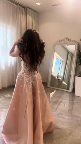 فستان خامة ميكادو واقف راقي مع كلفه ترتر