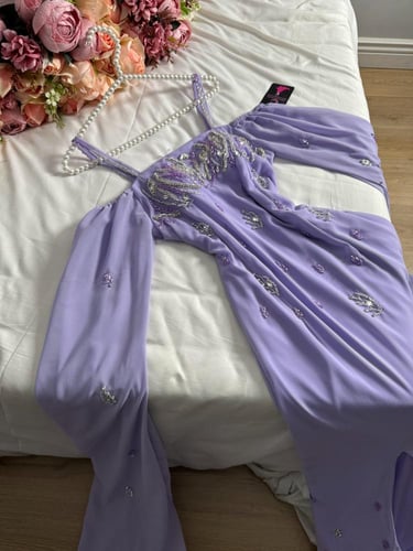 فستان خامه شيفون راقي مبطن