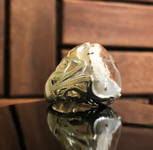 خاتم الفضة عقيق يمني عين الذيب حجم راهي صياغة حجاز...