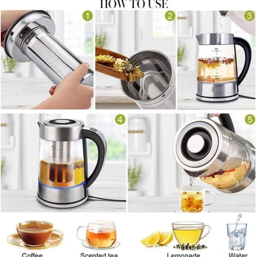 غلاية كهربائية DENX DX3408 بزجاج بوروسيليكات 1.8 ل...