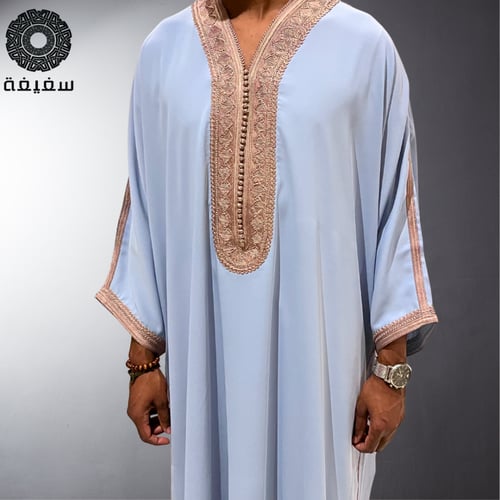 جلابية مغربية رجالي سماوي و نحاسي