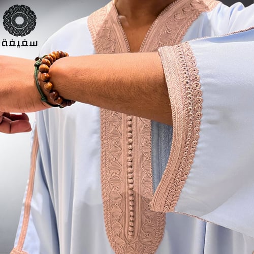 جلابية مغربية رجالي سماوي و نحاسي