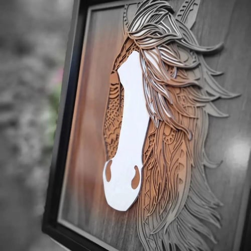 الخيل , لوحة جدارية ثلاثية الابعاد مكونة من 9 طبقا...