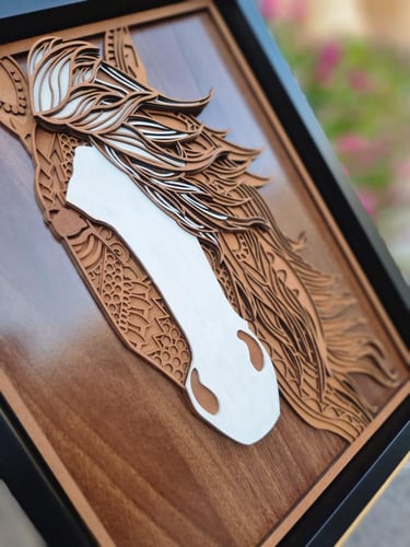 الخيل , لوحة جدارية ثلاثية الابعاد مكونة من 9 طبقا...