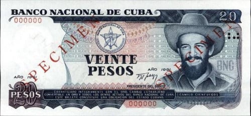 20 بيسو نموذج كوبا لعام 1991م و الحالة انسر