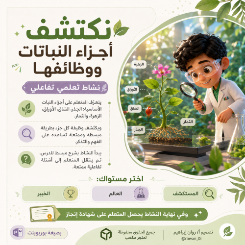 نشاط تفاعلي- علوم- اجزاء النبات ووظائفها