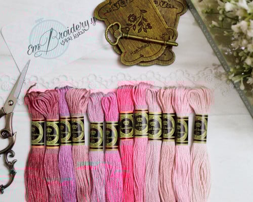 خيوط تطريز درجات الوردي