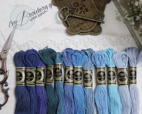 خيوط تطريز درجات الازرق