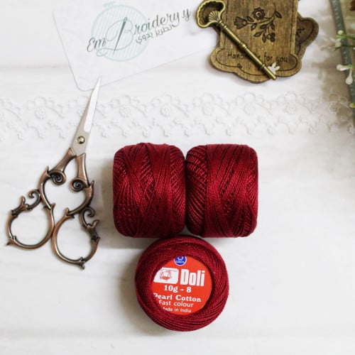 خيوط كوتون برليه عنابي