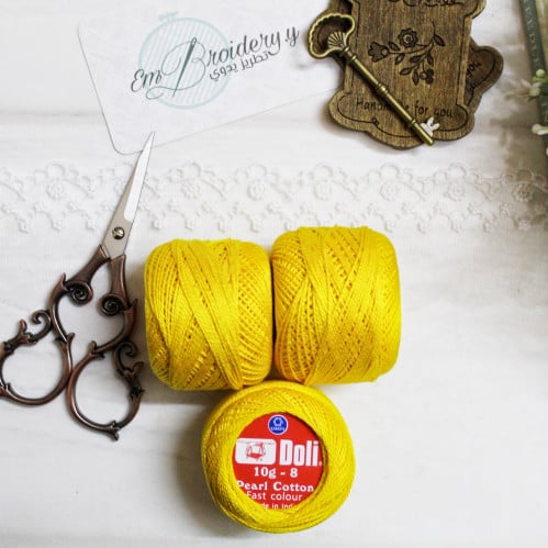 خيوط كوتون برليه اصفر شمسي