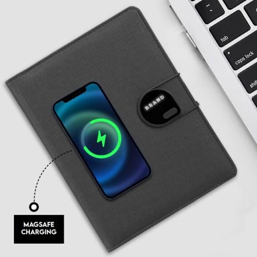 دفتر وشاحن لاسلكي وحامل جوال