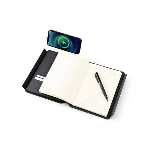 دفتر وشاحن لاسلكي وحامل جوال