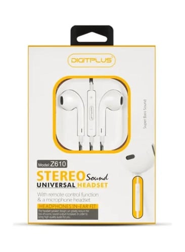 سماعة أذن مزودة بزر تحكم عن بُعد أبيض، ديجيت بلس ي...