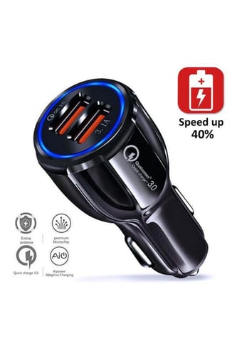 شاحن سيارة بمنفذ USB مزدوج ومحول شحن سريع اصلي ضما...