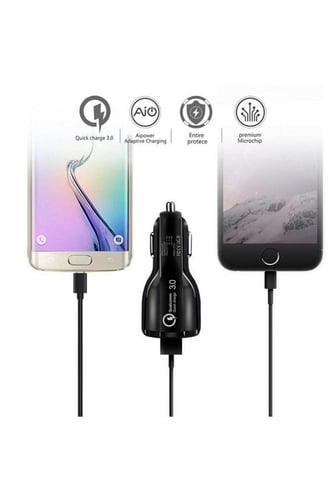 شاحن سيارة بمنفذ USB مزدوج ومحول شحن سريع اصلي ضما...