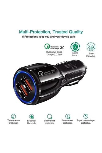 شاحن سيارة بمنفذ USB مزدوج ومحول شحن سريع اصلي ضما...