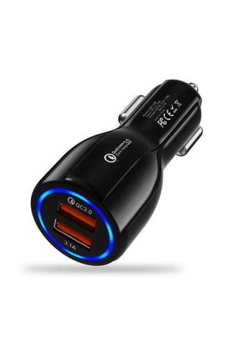 شاحن سيارة بمنفذ USB مزدوج ومحول شحن سريع اصلي ضما...