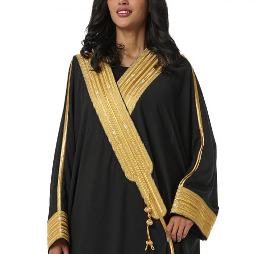 عباية بشت ملكي خاص لون اسود - ذهبي