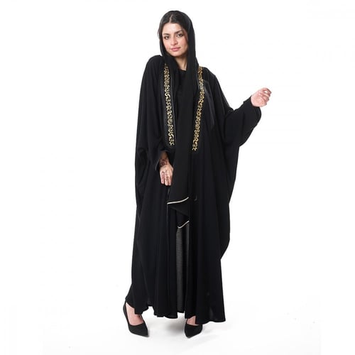 عباية بشت الحروف لون اسود - ذهبي