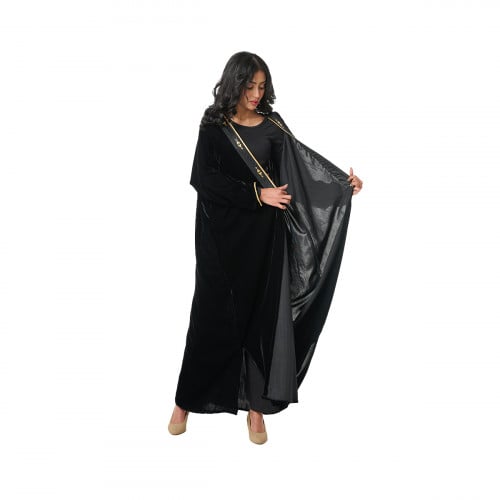 عباية بشت مخمل لون اسود - ذهبي