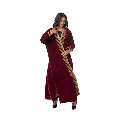 عباية حجازي مخمل لون عنابي