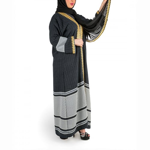 عباية بشت شماغ رمادي لون رمادي مقلم