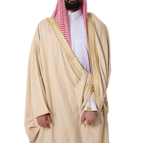 بشت شبكة مفنن زري حر كشميري لون بيج