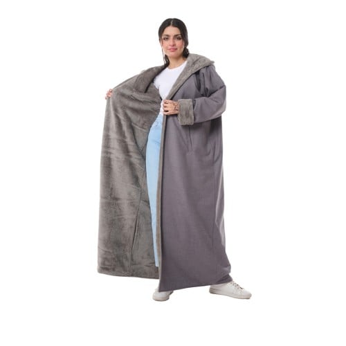 فروة شال كشميري جوخ لون رصاصي