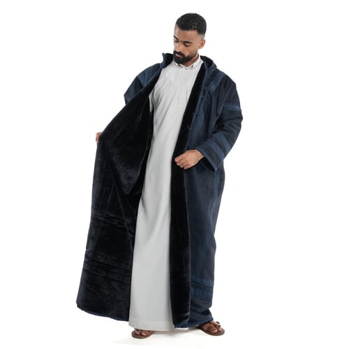 فروة مخمل خط عربي لون كحلي