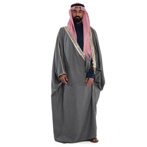 بشت شبكة مفنن زري حر كشميري لون رصاصي