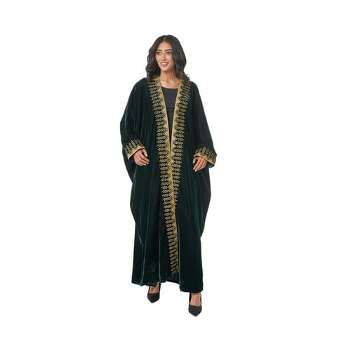 عباية حجازي مخمل لون اخضر