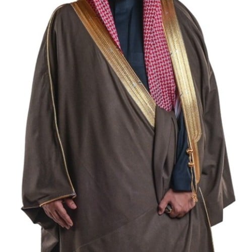 بشت ملكي كشمير زري حر لون بني