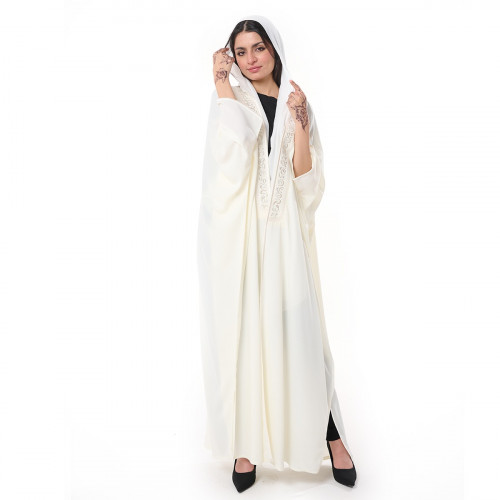 عباية بشت الحروف لون ابيض - فضي