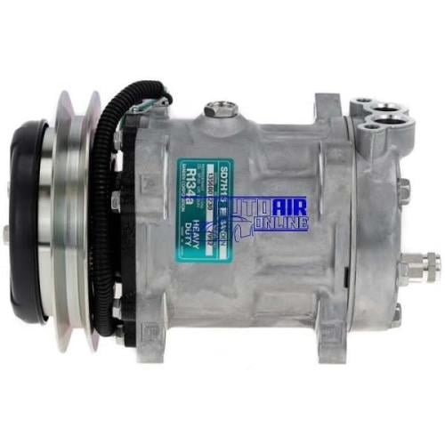 #12486JF كمبروسر مكيف كوماتسو ساندن 24فولت كبس راسي سير واحد COMPRESSOR SANDEN SD7H15- 24V 1B VER PAD EM KOMATSU