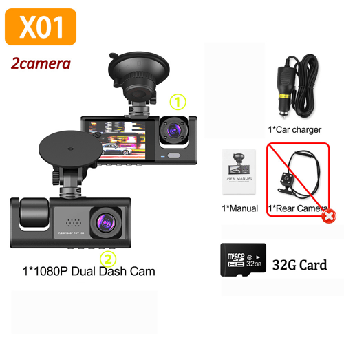 1080P سيارة Dvr 3 كامرا داش كام للسيارات كاميرا لم...