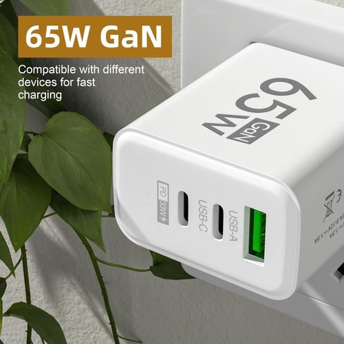 PD 65 واط USB C شاحن GaN شاحن سريع 3.0 نوع C محول...