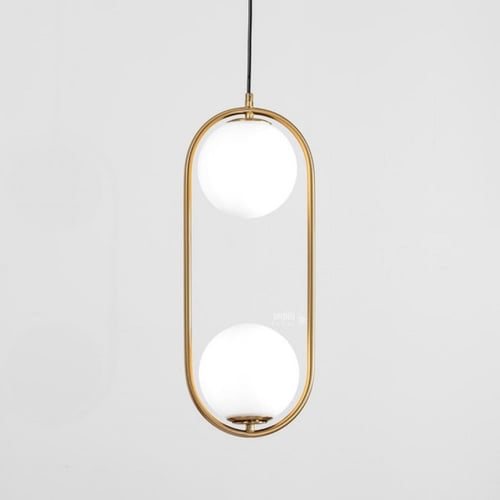 ثريا مودرن ذهبي بيضاوية مع لمبتين دوائر