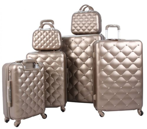 مورانو طقم شنط سفر فايبر بسحاب توسعة 6 قطع ذهبي