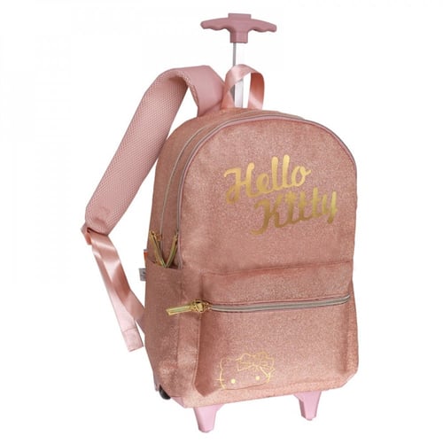 شنطة ترولي 17 انش وردي مع مقلمية - هيلوكيتي