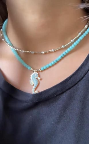 سلاسل خرز فيروزي فرس البحر seahorse