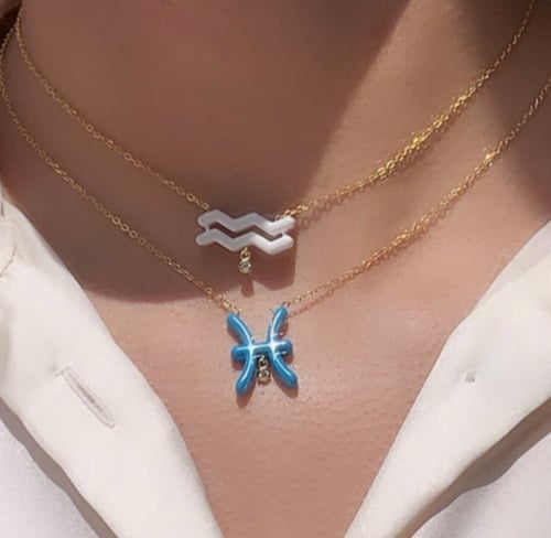 سلسال الابراج فضة مطلية بالذهب