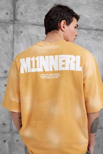 تيشيرت منقاوي قطني ناعم ببقع عشوائية بطباعة من الا...