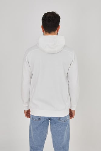 سويتر هودي أبيض بسحاب