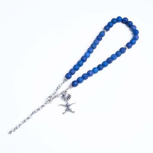 أسورة + سبحة زرقاء على شكل سيفين ونخلة