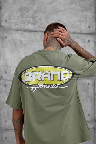 تيشيرت زيتي اوفرسايز أنيق بخامة ناعمة